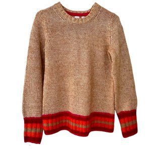 Gap XS Pullover Rainbow Stripe Sweater Tan Alpaca Wool Cozy Soft Preppy